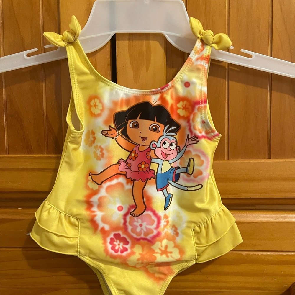 Nickelodeon Yellow Kids Swim One Piece with Dora The Explorer